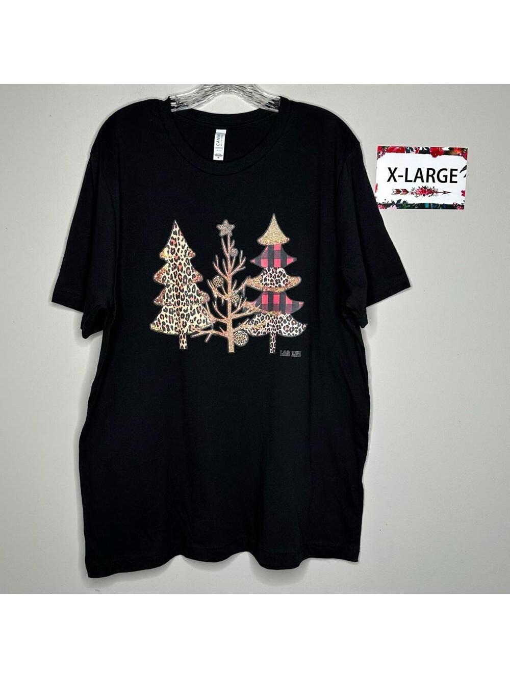 Christmas Tree black XL shirt L&B Life leopard buffalo plaid